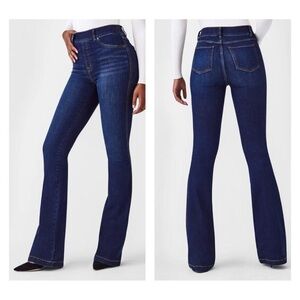 Spanx Flare Everywhere Flare Pull On High Waist 70s Stretch Denim Jeans